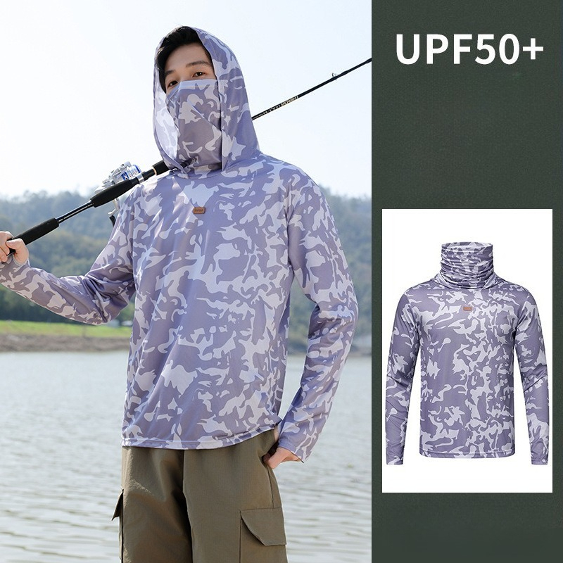 Kaos Mancing Berkerudung Pria, - Fishing Mask Sun Protection ulasan dan harga
