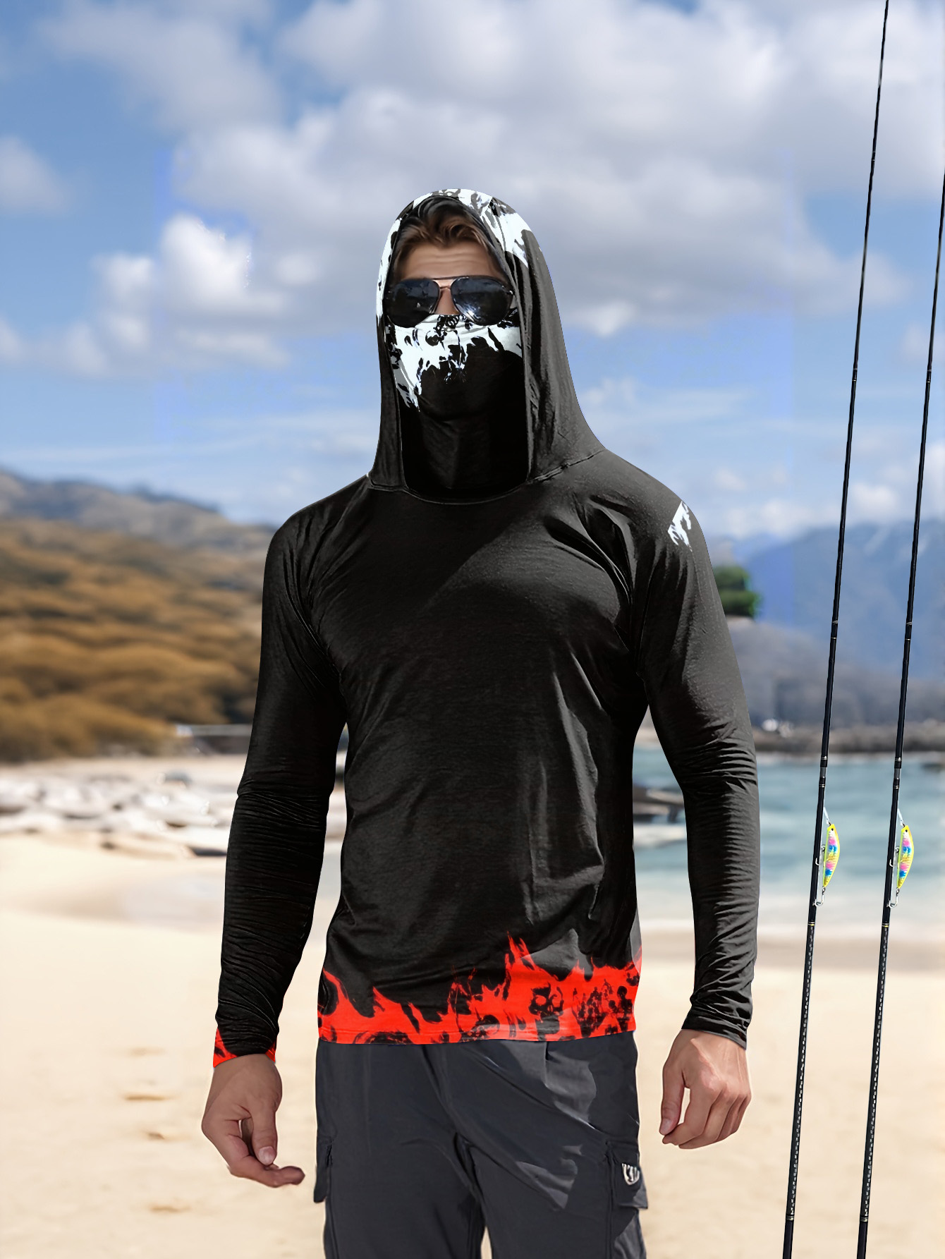 Kaos Pancing Pria Lengan Panja - Fishing Hoodie ulasan dan harga