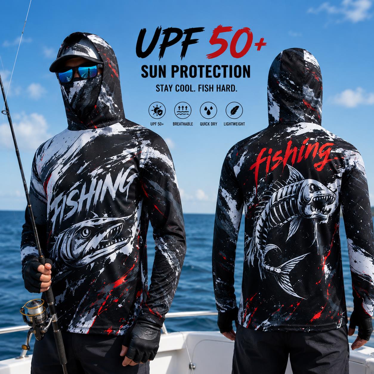 Kaos Pancing Pria Berkerudung, - Fishing Hoodie ulasan dan harga